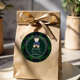 Adesivo Beary primeiro urso de pelúcia verde xadrez favor