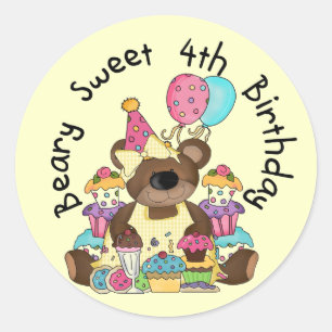 Adesivo Beary Sweet 4th Birthday