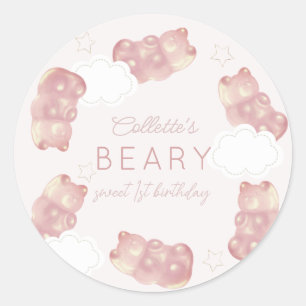 Adesivo Beary Sweet Pink Gummy Bear Girl Aniversário