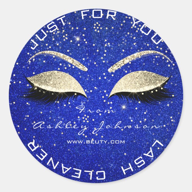 Adesivo Beauon Salon Glitter Blue Dourado Lash Cleaner (Frente)