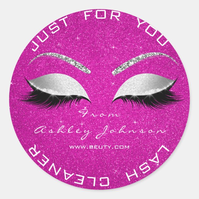 Adesivo Beauon Salon Glitter Hot Pink Rosa Lashes Cleaner (Frente)