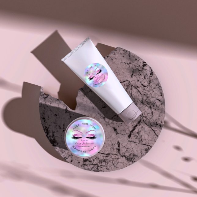 Adesivo Beauon Salon Glitter Pink Ombre Lashes Cleaner (Beauty Salon Glitter Pink Ombre Lashes Cleaner Classic Round Sticker)