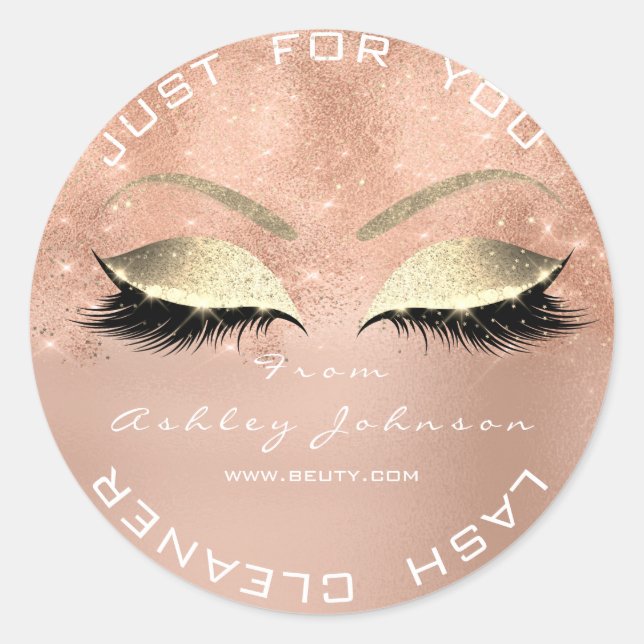 Adesivo Beauon Salon Glitter Pink Rose Dourada Lash Cleane (Frente)