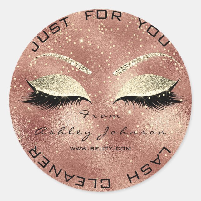 Adesivo Beauon Salon Glitter Rosa Glass Dourada Lash Clean (Frente)