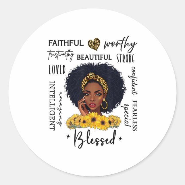 Adesivo Beautiful African American Black Woman Sunflower L (Frente)