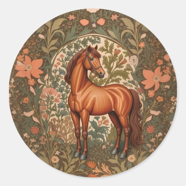 Adesivo Beautiful Brown Horse William Morris Inspired  (Frente)
