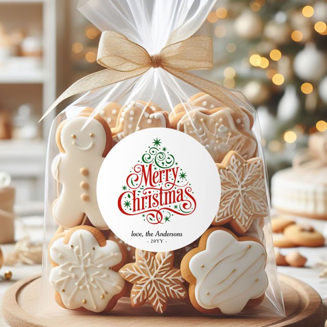 Adesivo Beautiful Calligraphy Merry Christmas Tree Custom  (Criador carregado)