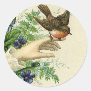Adesivo Beautiful hand with a bird and flowers