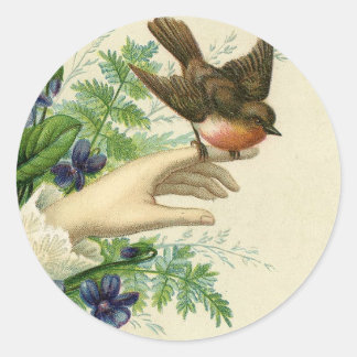 Adesivo Beautiful hand with a bird and flowers