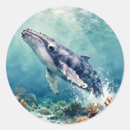Adesivo Beautiful Impasto Whale Oceanic Illustration