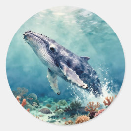 Adesivo Beautiful Impasto Whale Oceanic Illustration