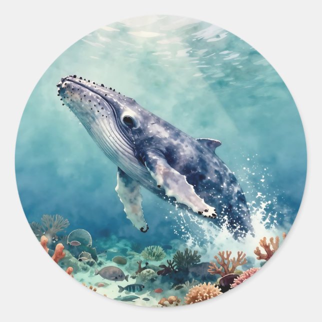 Adesivo Beautiful Impasto Whale Oceanic Illustration (Frente)
