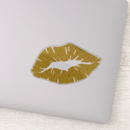 Adesivo Beautiful Yellow Lipstick Kiss Isolated