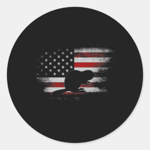 Adesivo Beaver Animais 4 De Julho Nos Estados Unidos Flag