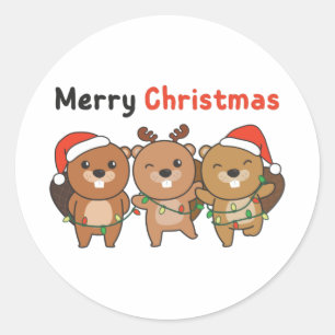 Adesivo Beaver Animais de Natal Beavernas Feliz Natal