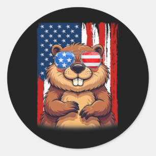 Adesivo Beaver Eua Flag Patriótico Beaver 4° De Ju