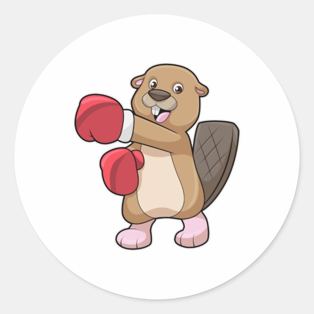 Adesivo Beaver no Boxing com luvas no Boxing (Frente)