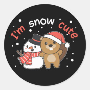 Adesivo Beaver, sou Snow Cute Snowman Snowman Pun