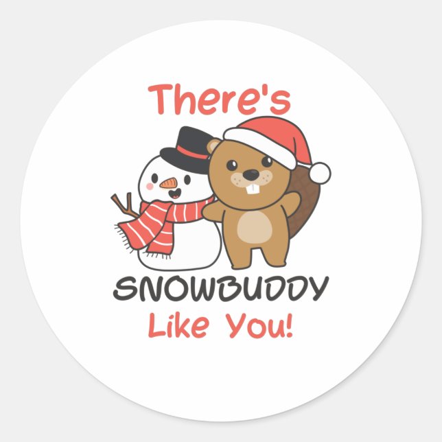 Adesivo Beaver Tem Snowampar Como Snowman Pun (Frente)