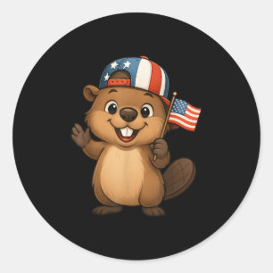 Adesivo Beaver USA Flag 4 de julho Dia da Independência Bo