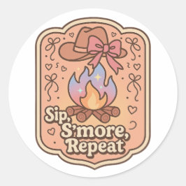 Adesivo Beba, S'more, Repita - Insígnia Retro Acampamento