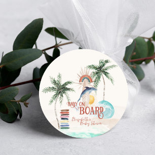 Adesivo Bebê a Bordo   Retro Verão Surf Chá de Bebê