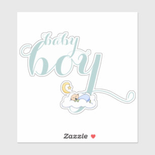 Adesivo Bebê adormecido, berçário de tipografia azul