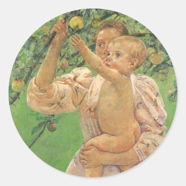 Adesivo Bebê Alcançando uma Maçã de Mary Cassatt (Frente)