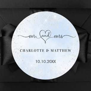 Adesivo Bebê azul prata mr sra obrigado casamento