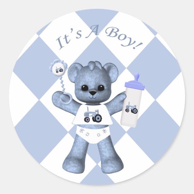 Adesivo Bebê Blue Bear e Blue Trator Stickers (Frente)