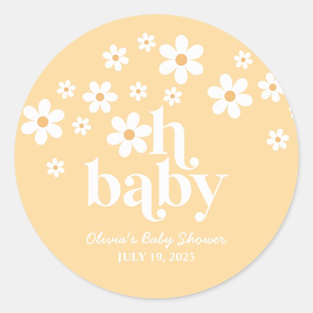 Adesivo Bebê! Boho Daisy chá de fraldas amarelo (Frente)