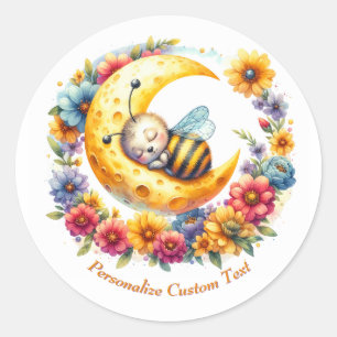 Adesivo Bebê bonito personalizado adormecendo na lua