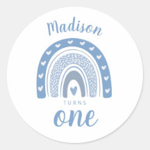 Bebê Cachorro Azul Arco-Íris Boho Primeiro Anivers