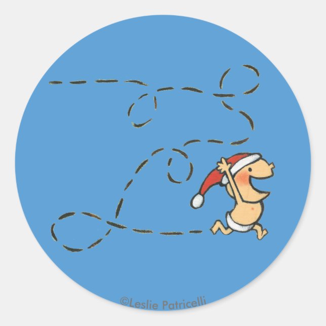 Adesivo Bebê Correndo Na Manhã De Natal (Frente)