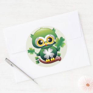 Adesivo Bebê Coruja Fofo St Patrick Desenho Animado