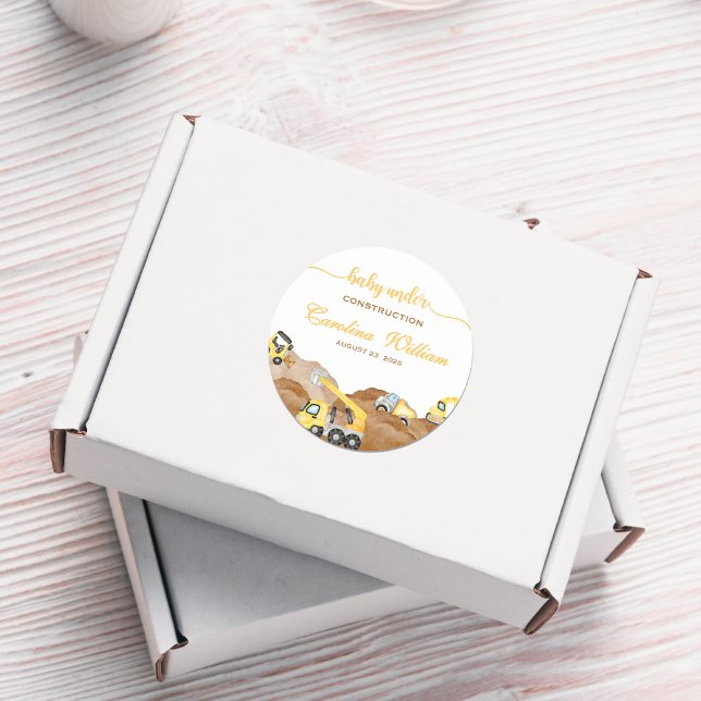 Adesivo Bebê de aquarela em chá de fraldas de construção (Criador carregado)