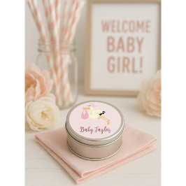 Adesivo Bebê de Entrega de Tempestade Rosa