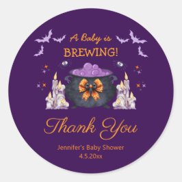 Adesivo bebê de halloween criando obrigado seu púrpura ass