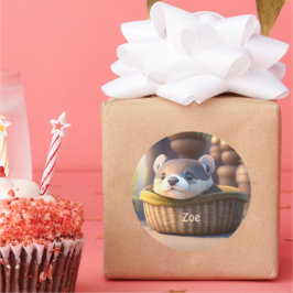 Adesivo Bebê de lontra giro numa cesta - crianças personal