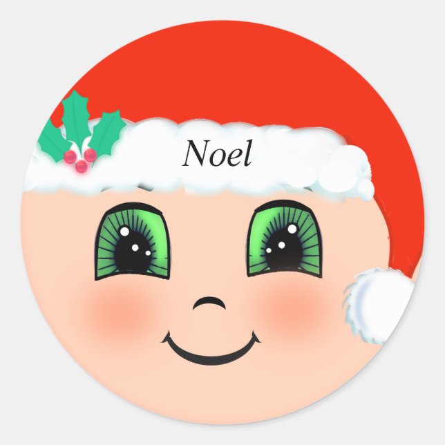 Adesivo Bebê de Natal Fofo Rosto Feliz (Frente)