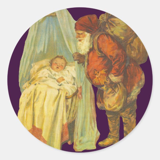 Adesivo Bebê de Natal Papai Noel Vintage (Frente)