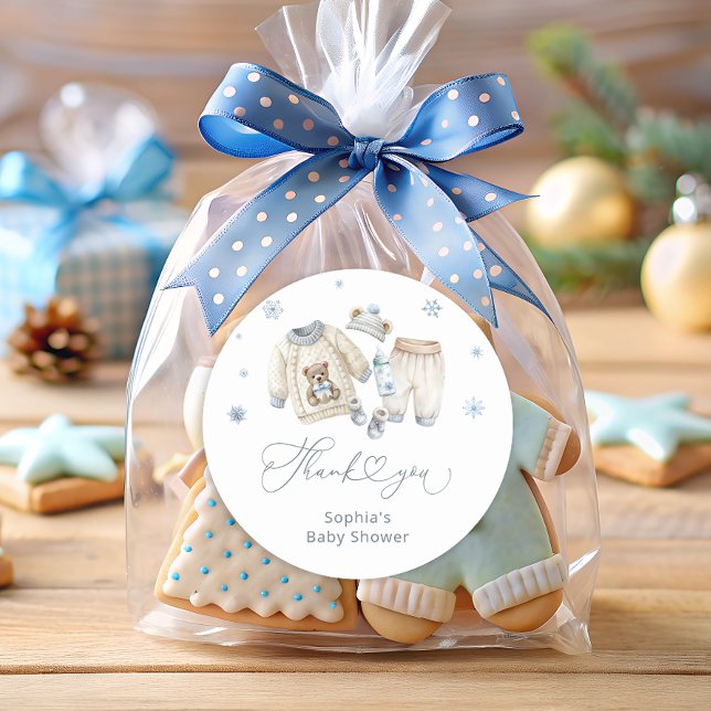 Adesivo Bebê É Frio Chá de fraldas Fora Do Menino Obrigado (Criador carregado)