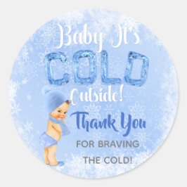 Adesivo Bebê É Frio Floco de Neve Azul Menino Chuveiro