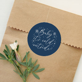 Adesivo Bebê É Frio Fora do Chá de fraldas Azul Floco de N