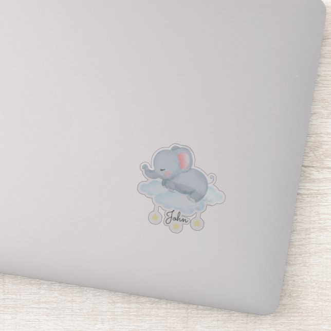 Adesivo Bebê Elefante Fofo Numa Nuvem (Detalhe)