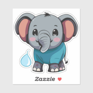 Adesivo Bebê Elefante Fofo Pulverizando Água da Tromba