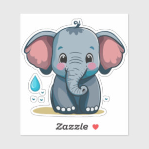 Adesivo Bebê Elefante Fofo Pulverizando Água da Tromba