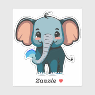 Adesivo Bebê Elefante Fofo Pulverizando Água da Tromba