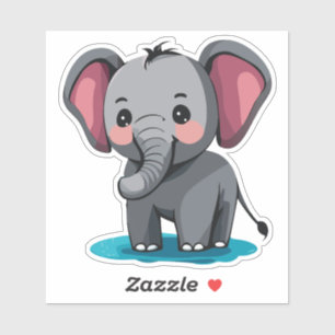 Adesivo Bebê Elefante Fofo Pulverizando Água da Tromba