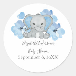 Adesivo Bebê Elefante Menino Azul Flores Balão Chuvinha de